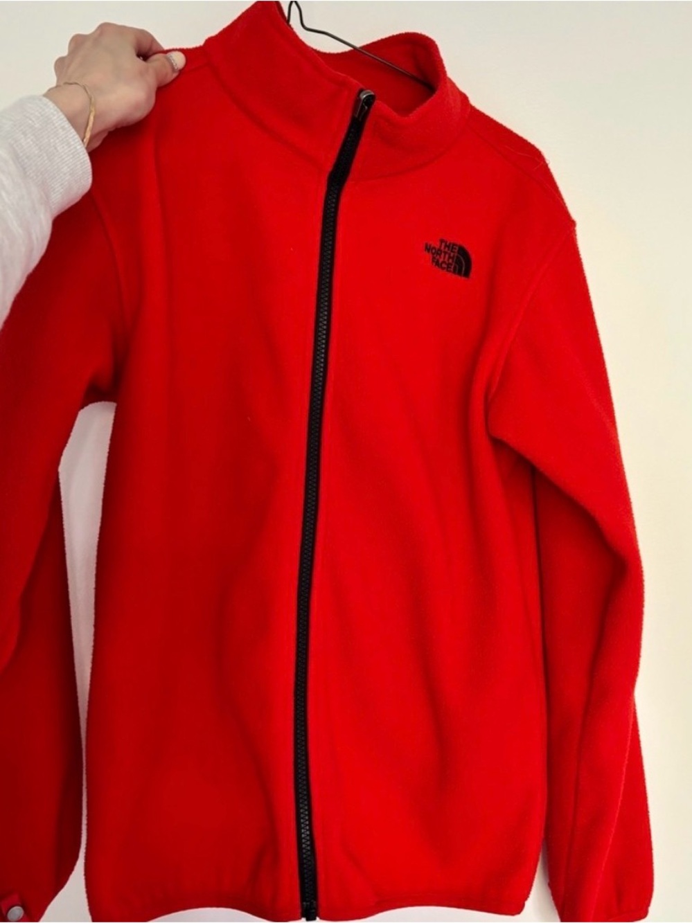 The North Face Bright Red Boys' Fleece Jacket with Black Logo